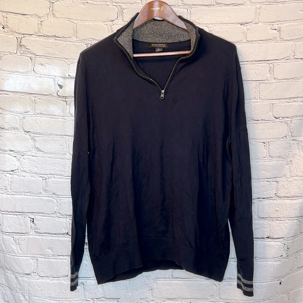 Banana Republic Navy Blue Pullover Quarter Zip Collared Sweater Size XL
